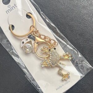 Mint Gold Frog and lady bug Keychain bag charm with Rhinestones